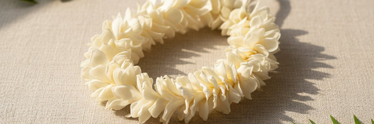 Realistic tuberose lei banner