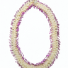 Deluxe flat pink orchid lei with white and lavender-pink orchids